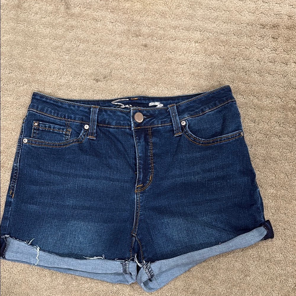 Seven 7 Denim Blue & tan Women's Shorts& Jean skirt-8